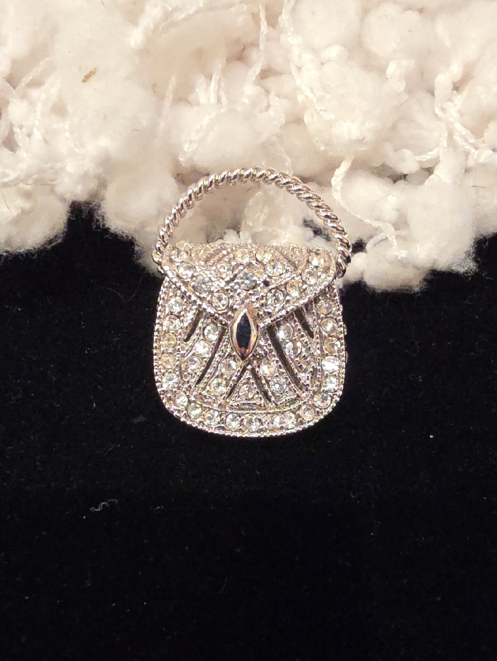 Dainty Sparkling Rhinestone Purse-Shaped Pendant Charm